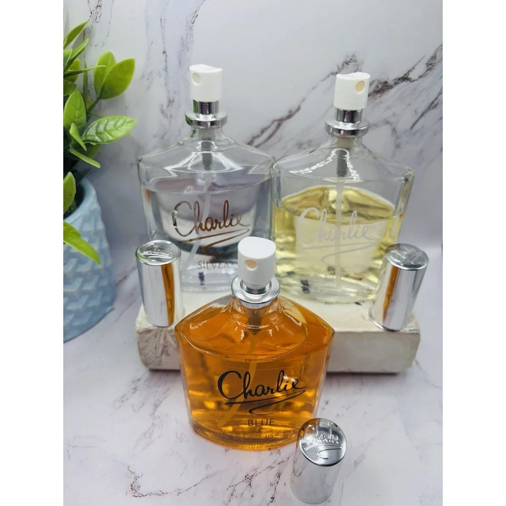 Charlie Blue, White & Silver EAU DE TOILETTE Natural Spray 3.3‎ fl oz Lot Of 3